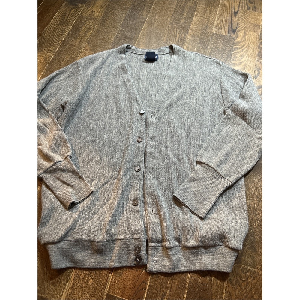Vintage Par Four Gray Grandpa Cardigan Sweater U.S.A. Made Men's Large